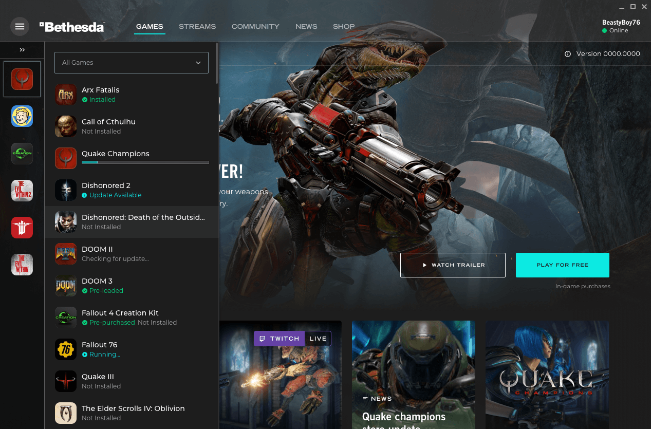 Bethesda game drawer open state