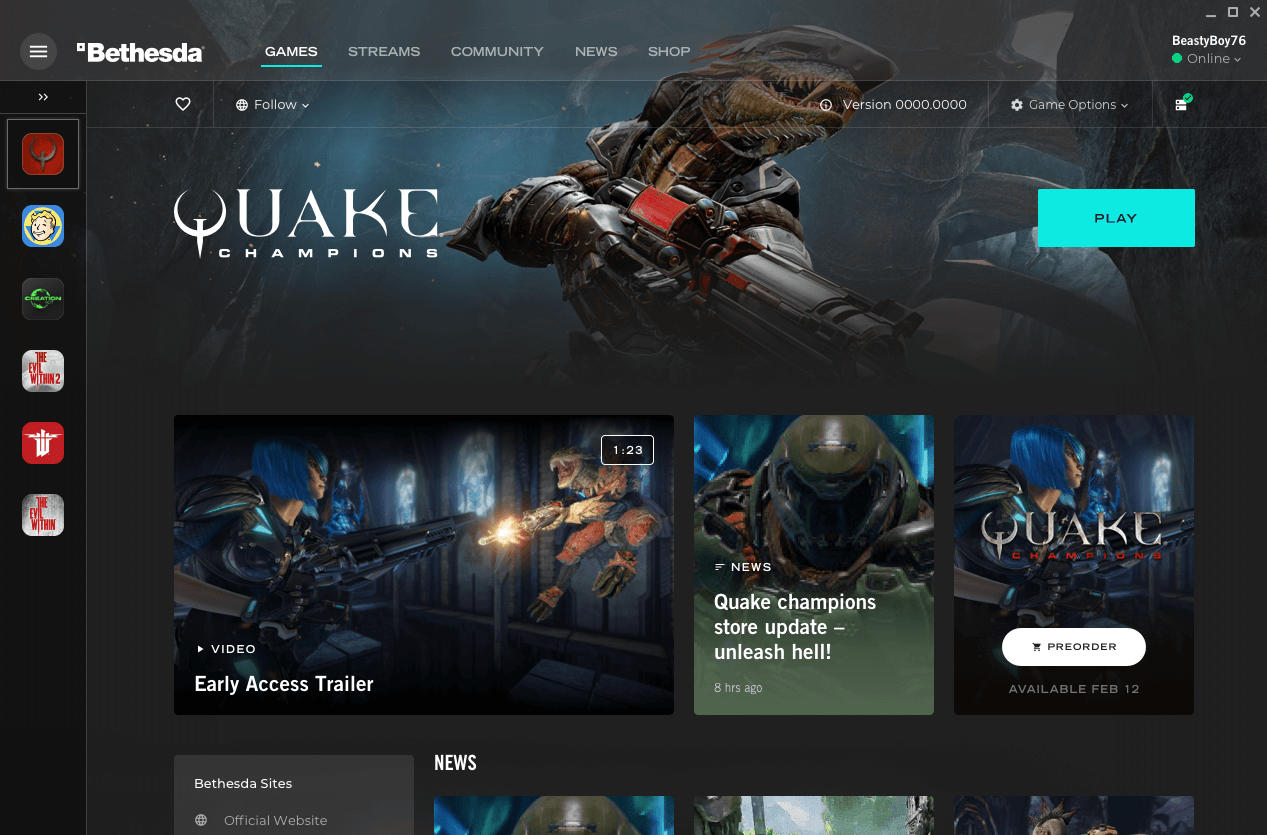 Bethesda launcher product overview tab