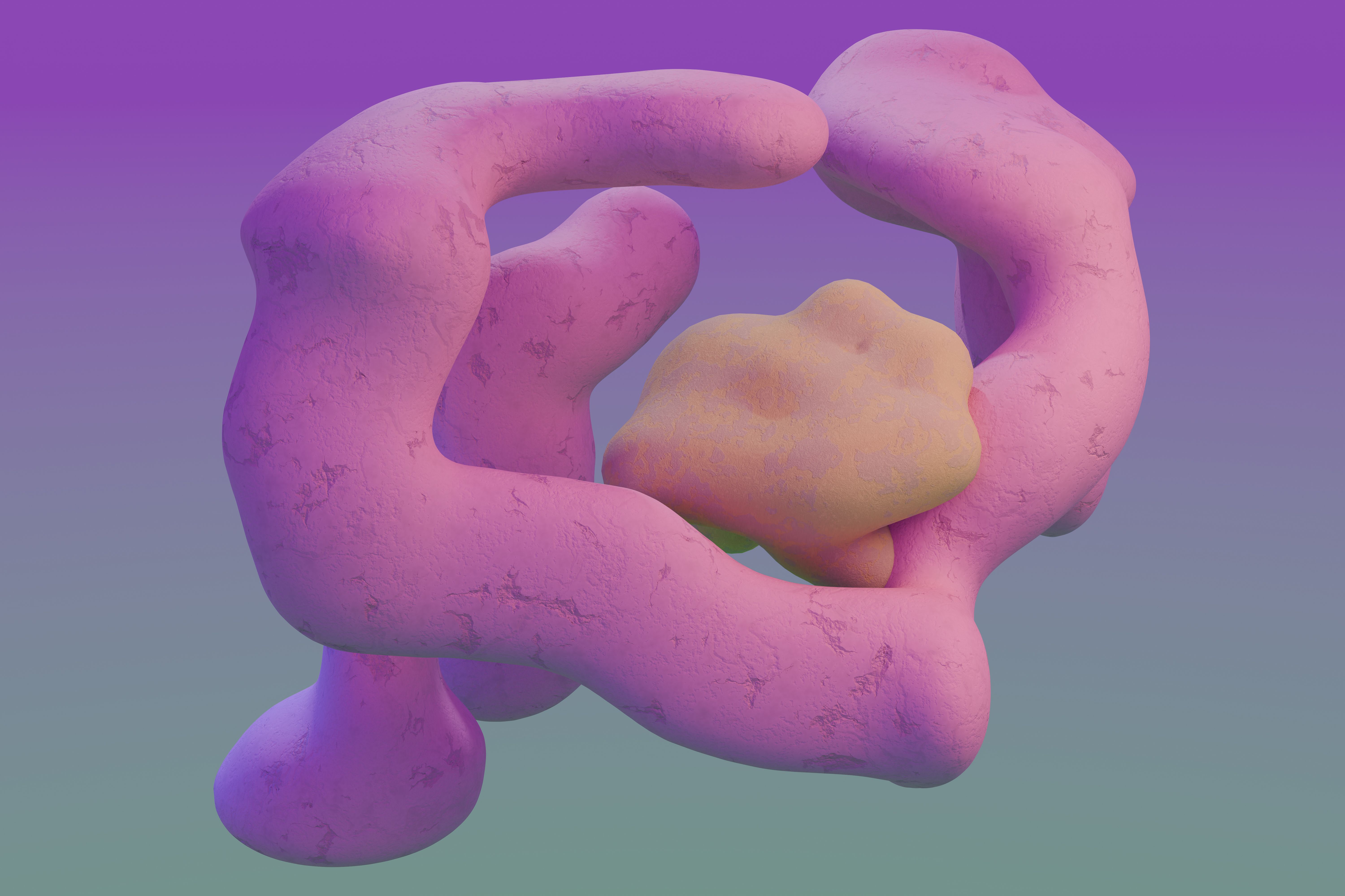 Purple abstract 3D sculpture