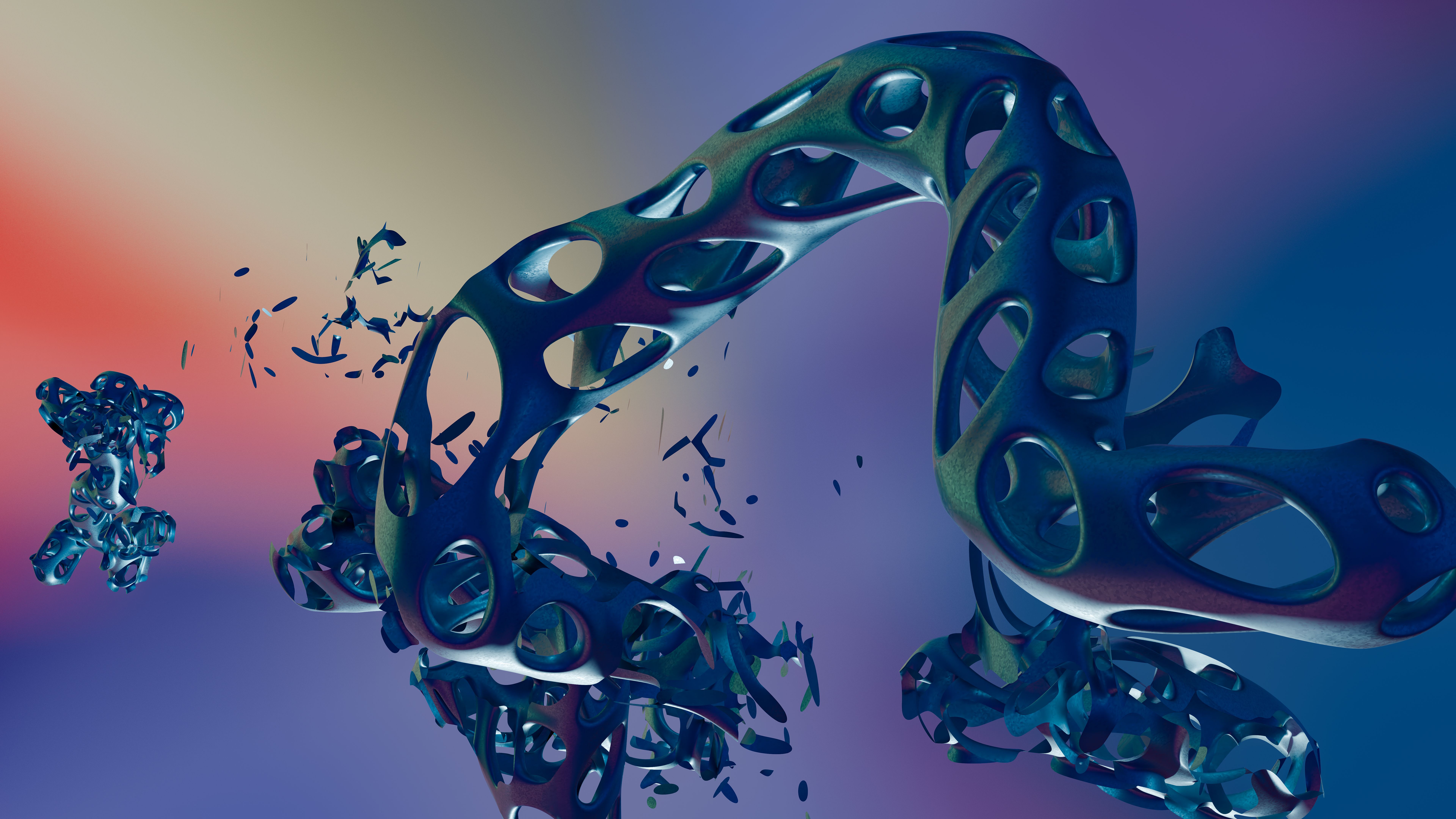 Colorful organic abstract 3D sculpture