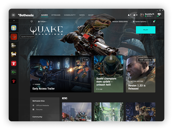 Bethesda game launcher platform interface
