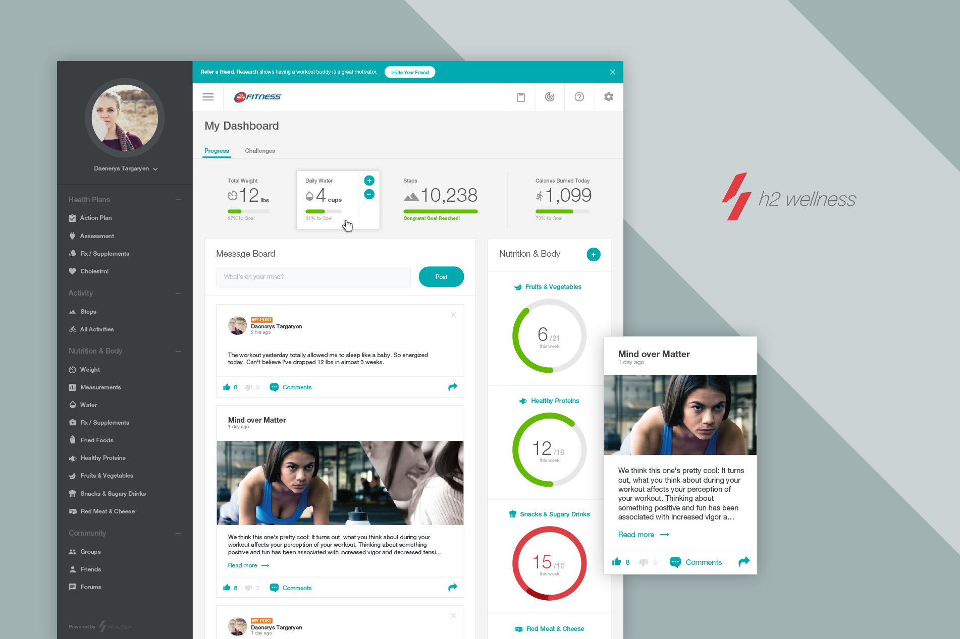 H2 health dashboard concept