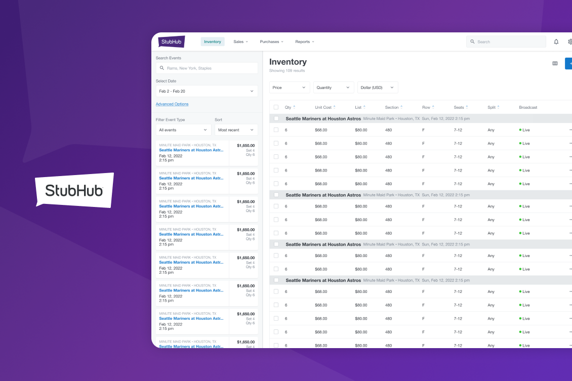 StubHub inventory product concept