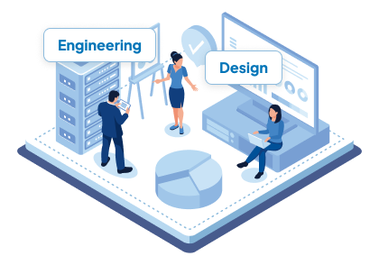 Nigel product team isometric illustration